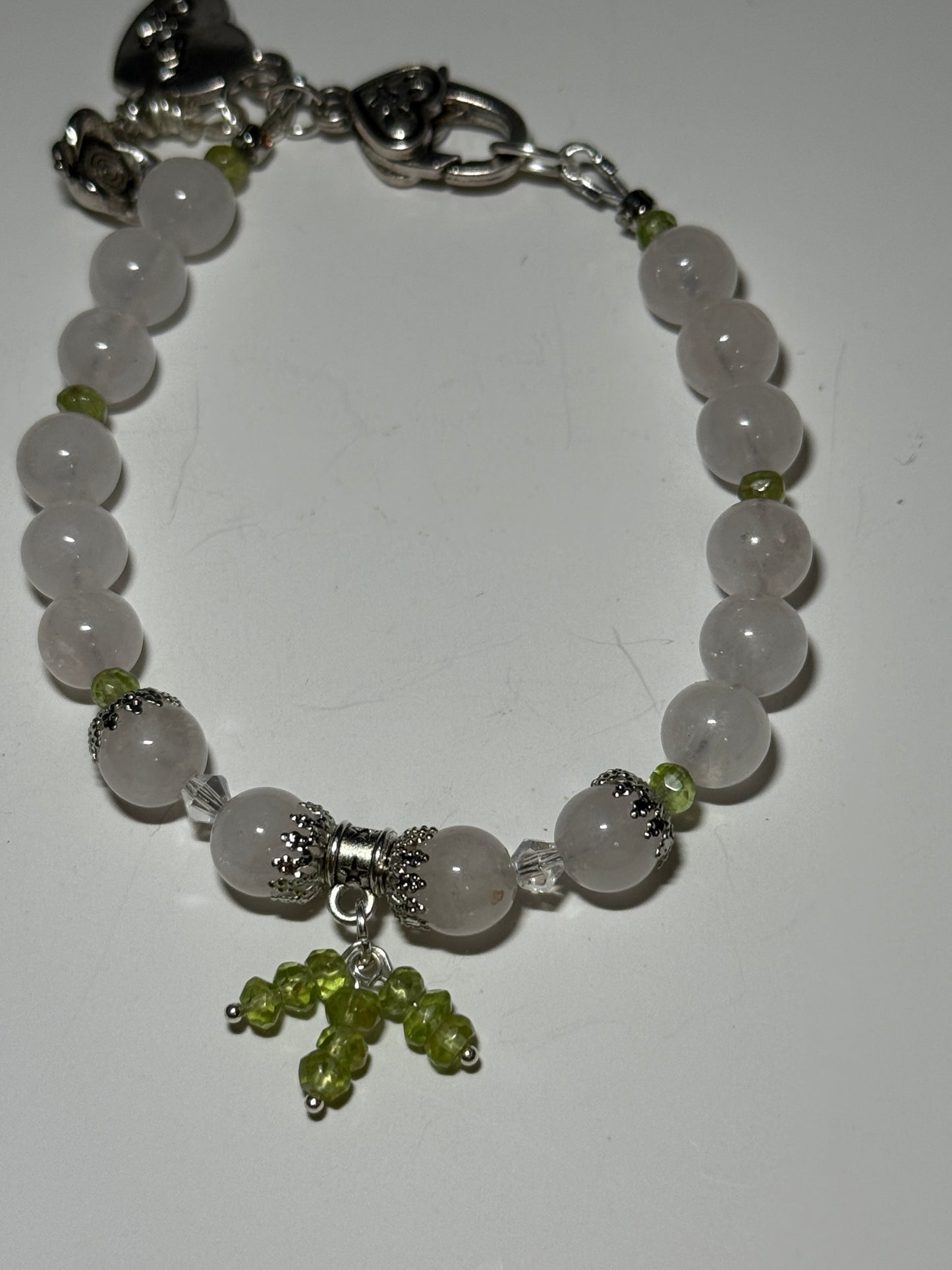 Rose Quartz with Mom Dangle Bracelet
