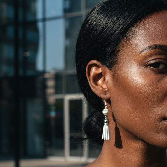 Hand Painted White Agate with Tassel Earrings