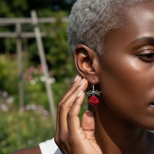 Rose with a Bow Earrings