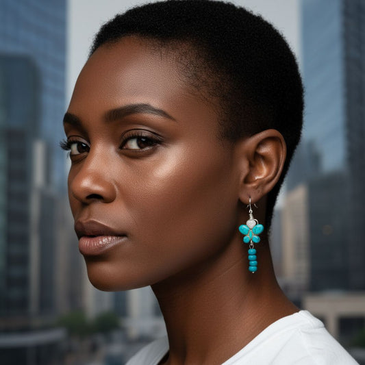 Blue Howlite Butterfly Earrings