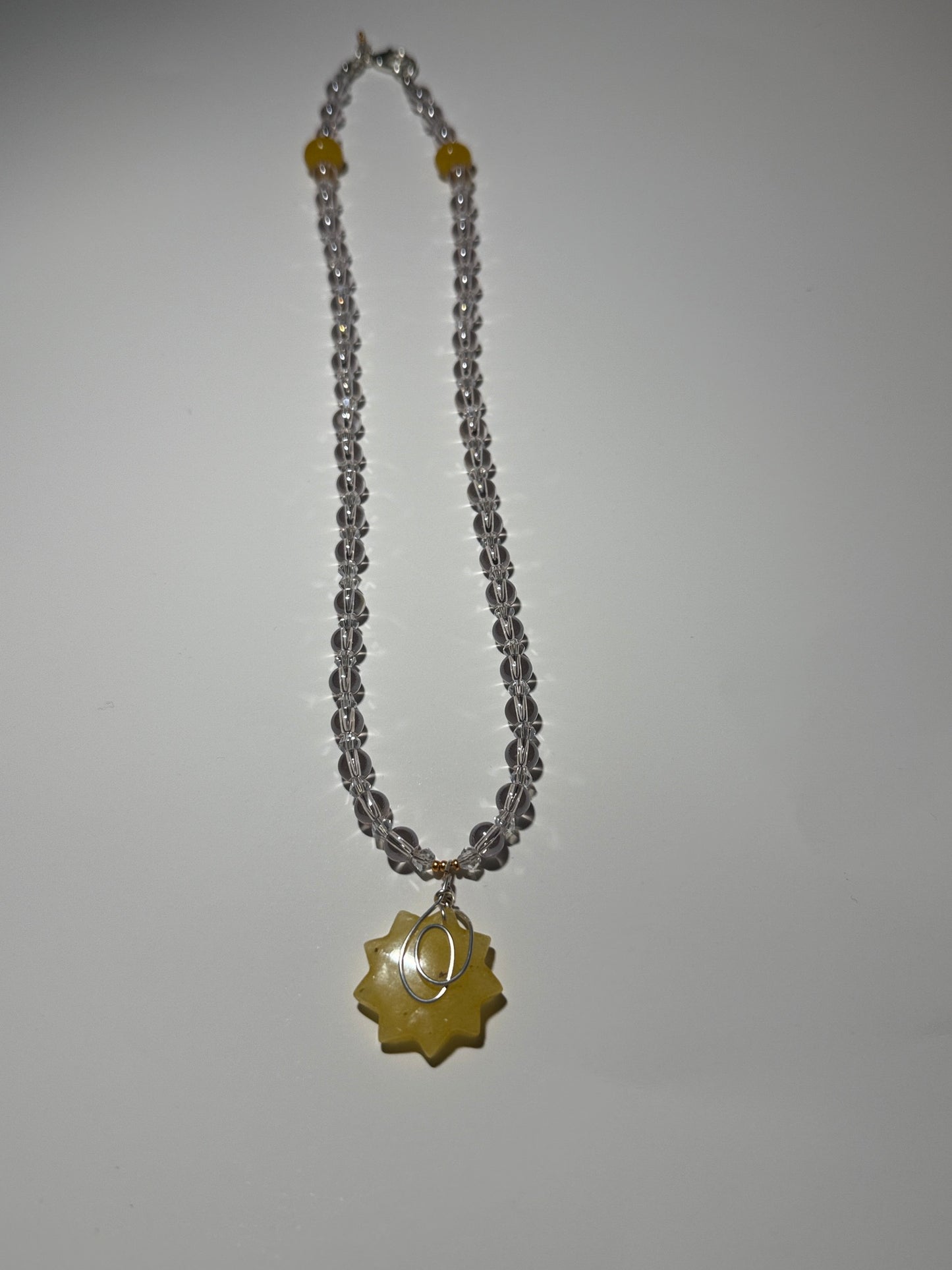 Yellow Jade and Quartz Necklace