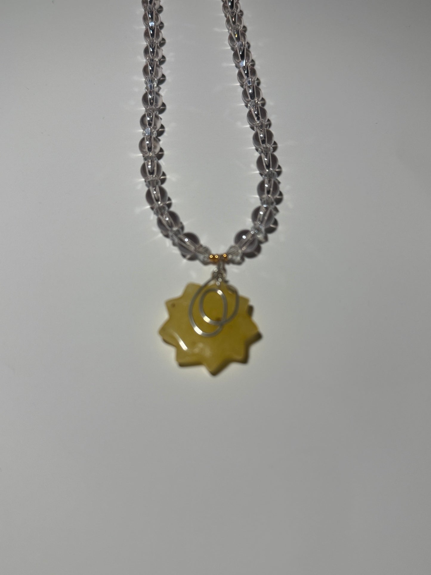 Yellow Jade and Quartz Necklace