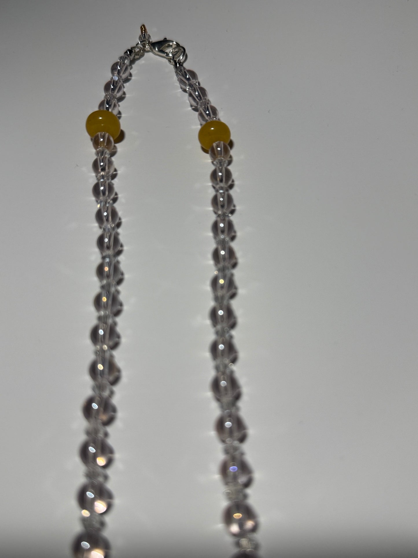 Yellow Jade and Quartz Necklace