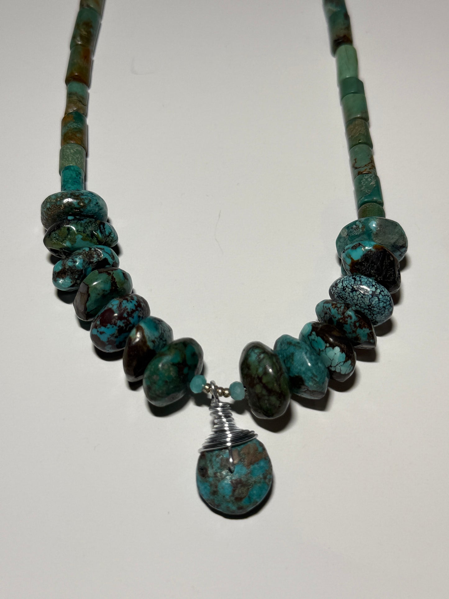 Turquoise Coin Bead Necklace