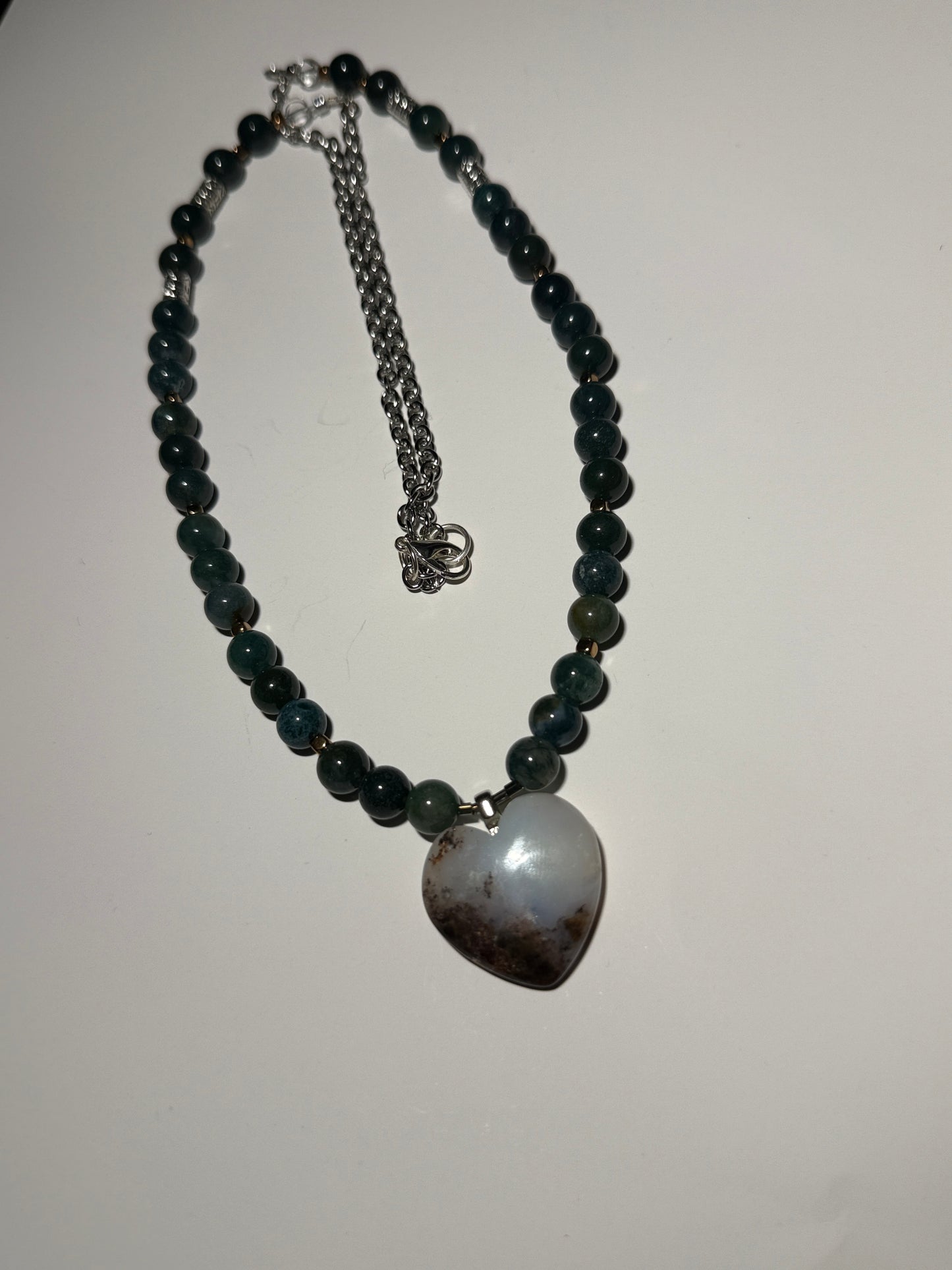 Moss Agate Heart Necklace