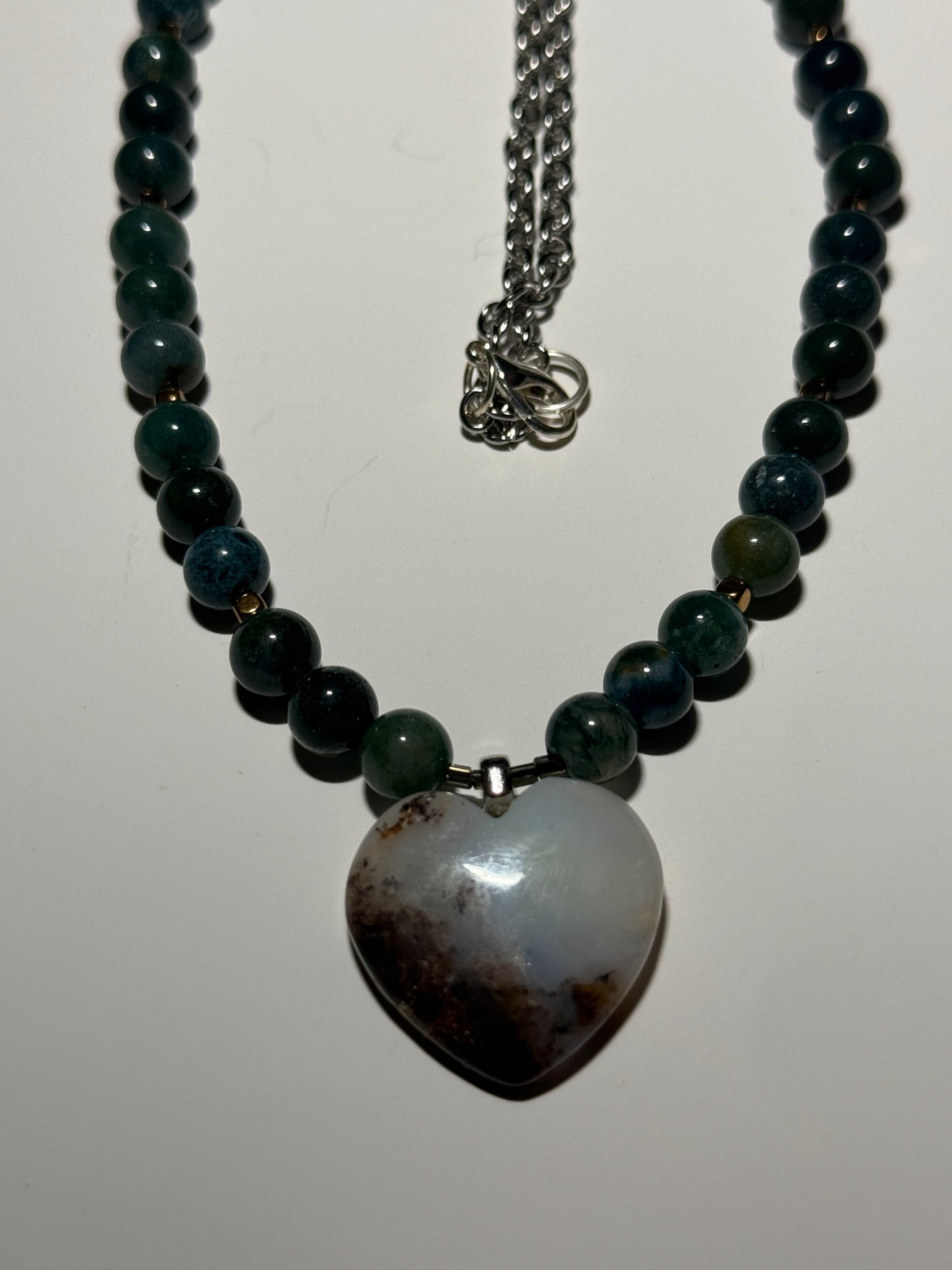 Moss Agate Heart Necklace