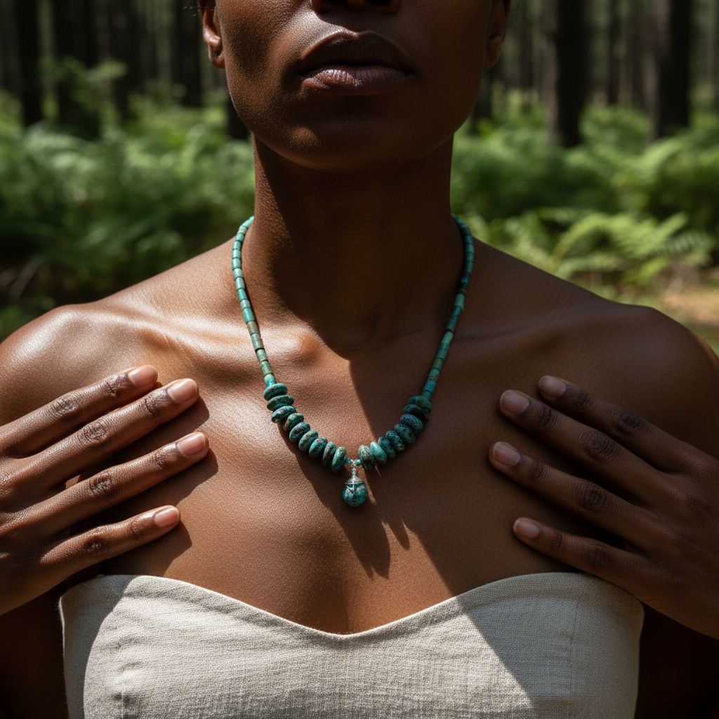 Turquoise Coin Bead Necklace