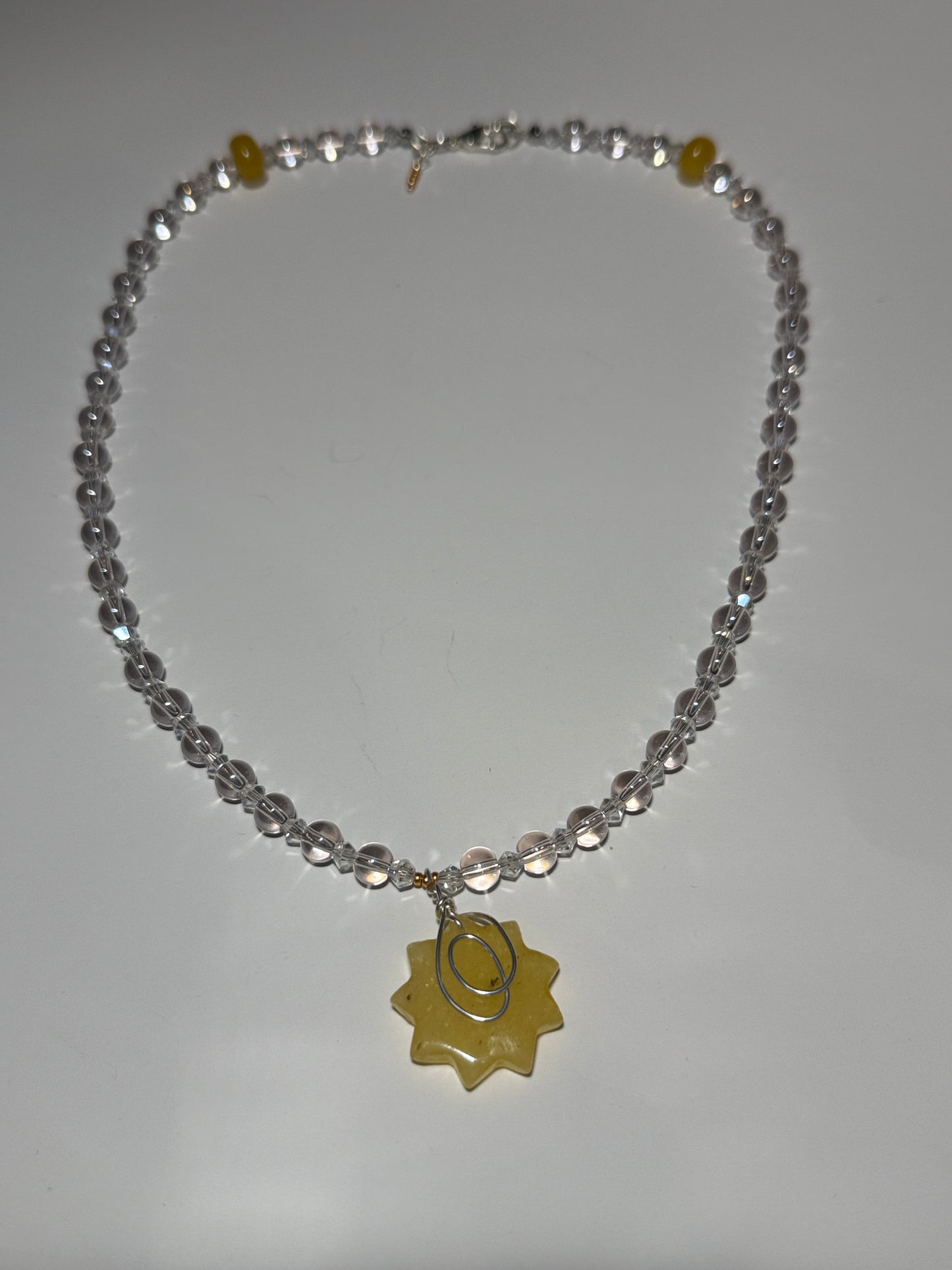 Yellow Jade and Quartz Necklace